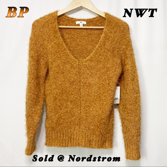 BP Sweaters - NWT-BP Rust Brown V Neck Soft Fuzzy XS